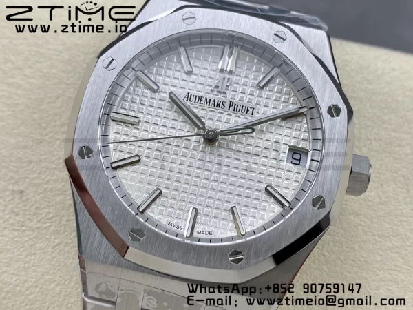AP Royal Oak 41mm 15500 SS ZF 1:1 Best Edition White Textured Dial on SS Bracelet SA4302 Super Clone V3 - Super Clone Watch | 1:1 Best Version