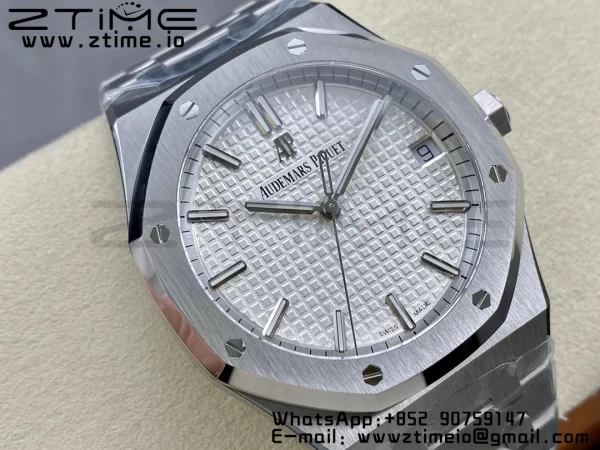 AP Royal Oak 41mm 15500 SS ZF 1:1 Best Edition White Textured Dial on SS Bracelet SA4302 Super Clone V3 - Super Clone Watch | 1:1 Best Version