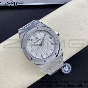 AP Royal Oak 41mm 15500 SS ZF 1:1 Best Edition White Textured Dial on SS Bracelet SA4302 Super Clone V3 - Super Clone Watch | 1:1 Best Version