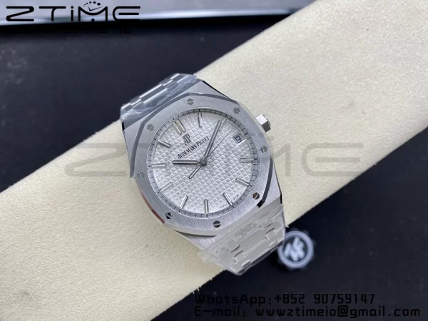 AP Royal Oak 41mm 15500 SS ZF 1:1 Best Edition White Textured Dial on SS Bracelet SA4302 Super Clone V3 - Super Clone Watch | 1:1 Best Version