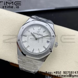 AP Royal Oak 41mm 15500 SS ZF 1:1 Best Edition White Textured Dial on SS Bracelet SA4302 Super Clone V3 - Super Clone Watch | 1:1 Best Version