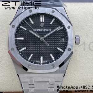 AP Royal Oak 41mm 15500 SS ZF 1:1 Best Edition Quadrante nero testurizzato su bracciale SS SA4302 Super Clone V3 - Orologio super clone | 1:1 Best Version