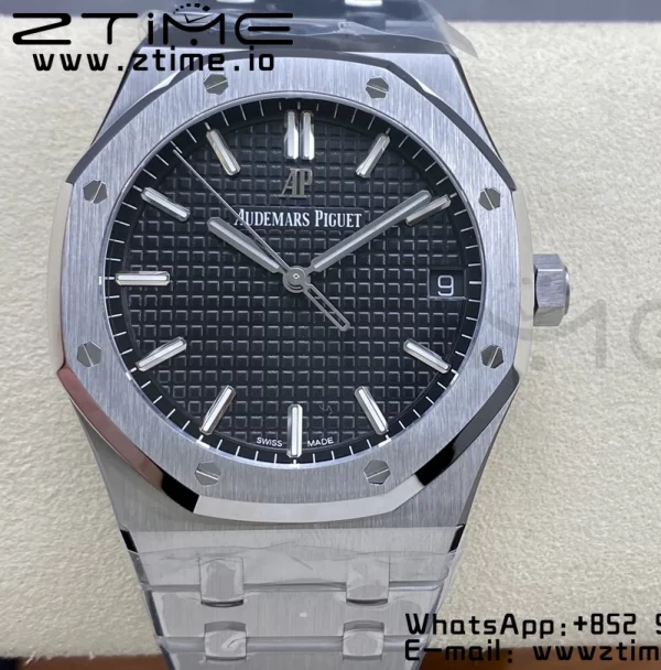 AP ロイヤルオーク 41mm 15500 SS ZF 1:1 ベストエディション ブラックテクスチャードダイヤルSSブレスレット SA4302 スーパークローン V3 - スーパークローンウォッチ｜1:1 ベストバージョン
