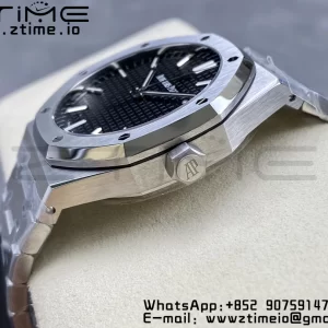 AP ロイヤルオーク 41mm 15500 SS ZF 1:1 ベストエディション ブラックテクスチャードダイヤルSSブレスレット SA4302 スーパークローン V3 - スーパークローンウォッチ｜1:1 ベストバージョン