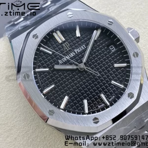 AP ロイヤルオーク 41mm 15500 SS ZF 1:1 ベストエディション ブラックテクスチャードダイヤルSSブレスレット SA4302 スーパークローン V3 - スーパークローンウォッチ｜1:1 ベストバージョン