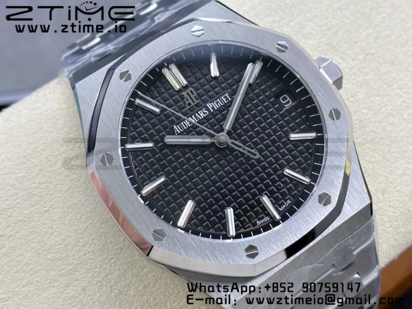 AP ロイヤルオーク 41mm 15500 SS ZF 1:1 ベストエディション ブラックテクスチャードダイヤルSSブレスレット SA4302 スーパークローン V3 - スーパークローンウォッチ｜1:1 ベストバージョン