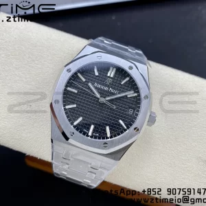 AP ロイヤルオーク 41mm 15500 SS ZF 1:1 ベストエディション ブラックテクスチャードダイヤルSSブレスレット SA4302 スーパークローン V3 - スーパークローンウォッチ｜1:1 ベストバージョン