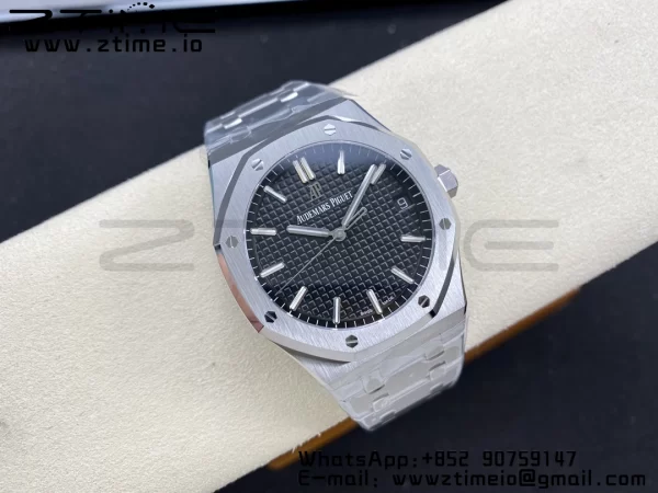 AP ロイヤルオーク 41mm 15500 SS ZF 1:1 ベストエディション ブラックテクスチャードダイヤルSSブレスレット SA4302 スーパークローン V3 - スーパークローンウォッチ｜1:1 ベストバージョン