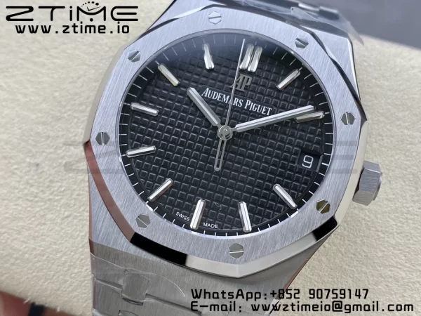 AP ロイヤルオーク 41mm 15500 SS ZF 1:1 ベストエディション ブラックテクスチャードダイヤルSSブレスレット SA4302 スーパークローン V3 - スーパークローンウォッチ｜1:1 ベストバージョン