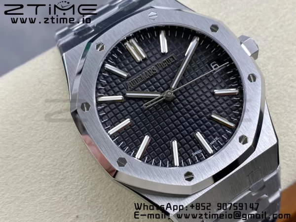 AP Royal Oak 41mm 15510 "50th Anniversary" SS ZF 1:1 Best Edition Cadran noir texturé sur bracelet SS A4302 - Super Clone Watch | 1:1 Best Version