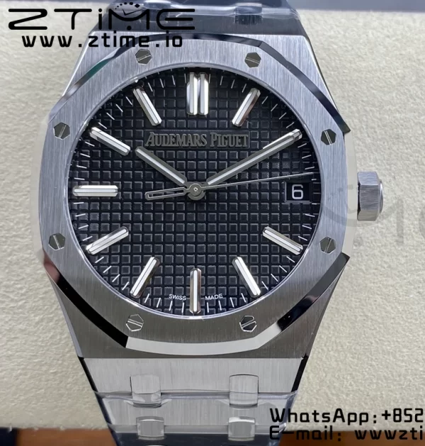 AP Royal Oak 41mm 15510 "50th Anniversary" SS ZF 1:1 Best Edition Cadran noir texturé sur bracelet SS A4302 - Super Clone Watch | 1:1 Best Version