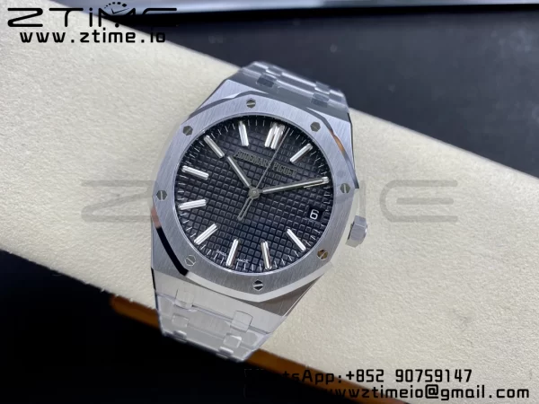 AP Royal Oak 41mm 15510 "50th Anniversary" SS ZF 1:1 Best Edition Cadran noir texturé sur bracelet SS A4302 - Super Clone Watch | 1:1 Best Version