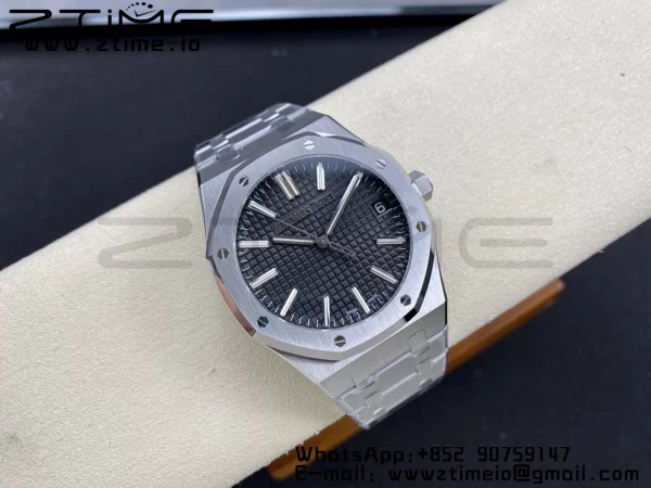AP Royal Oak 41mm 15510 "50th Anniversary" SS ZF 1:1 Best Edition Cadran noir texturé sur bracelet SS A4302 - Super Clone Watch | 1:1 Best Version