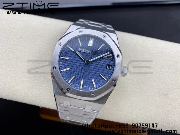 AP Royal Oak 41mm 15510 "50th Anniversary" SS ZF 1:1 Best Edition Blue Textured Dial on SS Bracelet A4302 - Super Clone Watch | 1:1 Best Version