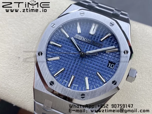 AP Royal Oak 41mm 15510 "50th Anniversary" SS ZF 1:1 Best Edition Blue Textured Dial on SS Bracelet A4302 - Super Clone Watch | 1:1 Best Version