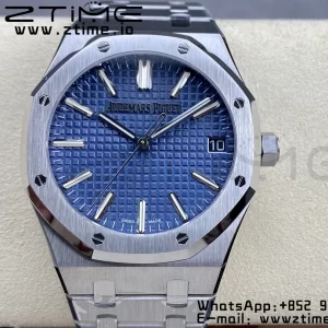 AP Royal Oak 41mm 15510 "50th Anniversary" SS ZF 1:1 Best Edition Blue Textured Dial on SS Bracelet A4302 - Super Clone Watch | 1:1 Best Version
