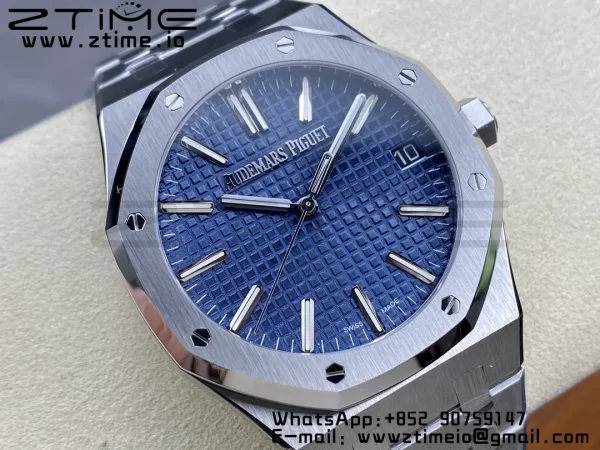 AP Royal Oak 41mm 15510 "50th Anniversary" SS ZF 1:1 Best Edition Blue Textured Dial on SS Bracelet A4302 - Super Clone Watch | 1:1 Best Version