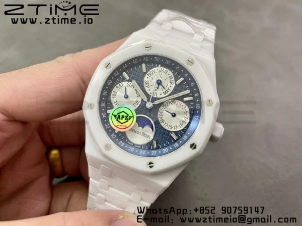 AP AP Royal Oak Perpetual Calendar 26579CE White Ceramic APSF Best Edition on White Ceramic Bracelet A5134 (CHS) V3 - Super Clone Watch | 1:1 Best Version