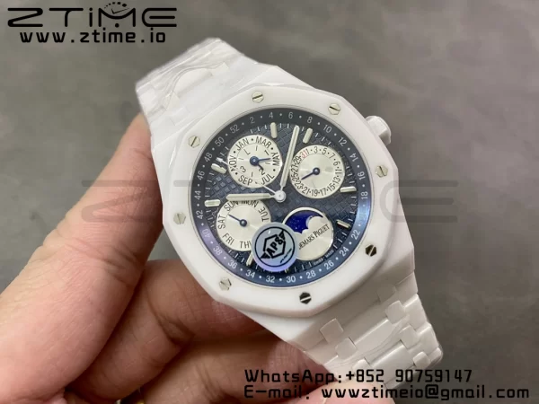 AP AP Royal Oak Perpetual Calendar 26579CE White Ceramic APSF Best Edition on White Ceramic Bracelet A5134 (CHS) V3 - Super Clone Watch | 1:1 Best Version