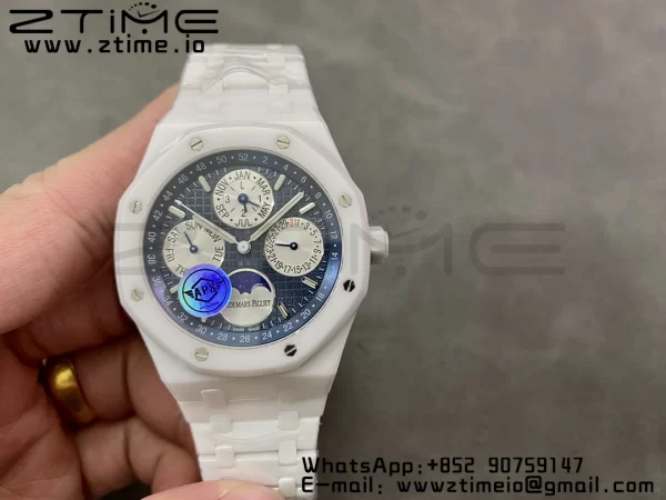 AP AP Royal Oak Perpetual Calendar 26579CE White Ceramic APSF Best Edition on White Ceramic Bracelet A5134 (CHS) V3 - Super Clone Watch | 1:1 Best Version