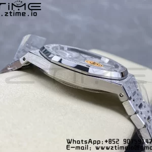 AP ロイヤルオーク 41mm 15410 フロステッドSS APSF 1:1 ベスト・エディション SSブレスレット ホワイト・テクスチャード・ダイヤル SA3120 スーパー・クローン V3 - スーパークローン・ウォッチ｜1:1 ベスト・バージョン