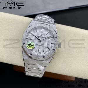 AP ロイヤルオーク 41mm 15410 フロステッドSS APSF 1:1 ベスト・エディション SSブレスレット ホワイト・テクスチャード・ダイヤル SA3120 スーパー・クローン V3 - スーパークローン・ウォッチ｜1:1 ベスト・バージョン
