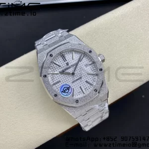 AP ロイヤルオーク 41mm 15410 フロステッドSS APSF 1:1 ベスト・エディション SSブレスレット ホワイト・テクスチャード・ダイヤル SA3120 スーパー・クローン V3 - スーパークローン・ウォッチ｜1:1 ベスト・バージョン