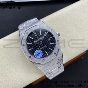 AP Royal Oak 41mm 15410 Frosted SS APSF 1:1 Best Edition Schwarzes strukturiertes Zifferblatt auf Edelstahlarmband SA3120 Super Clone V3 - Super Clone Watch | 1:1 Best Version