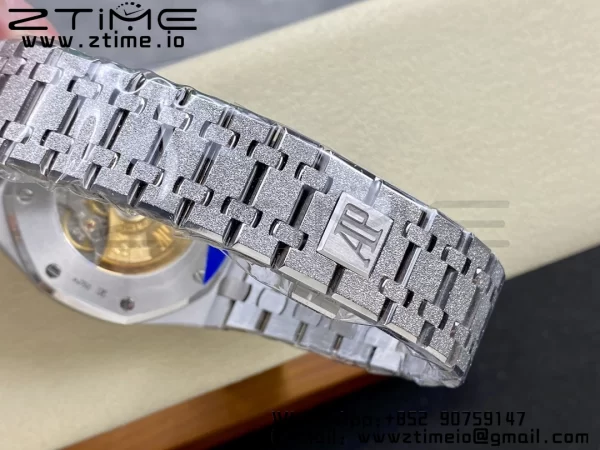 AP Royal Oak 41mm 15410 Frosted SS APSF 1:1 Best Edition Schwarzes strukturiertes Zifferblatt auf Edelstahlarmband SA3120 Super Clone V3 - Super Clone Watch | 1:1 Best Version