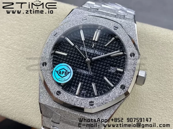 AP Royal Oak 41mm 15410 Frosted SS APSF 1:1 Best Edition Schwarzes strukturiertes Zifferblatt auf Edelstahlarmband SA3120 Super Clone V3 - Super Clone Watch | 1:1 Best Version