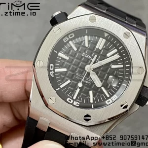 AP Royal Oak Offshore Diver 15710 ZF 1:1 Best Edition Cadran noir sur bracelet caoutchouc noir SA3120 Super Clone V2 - Super Clone Watch | 1:1 Best Version