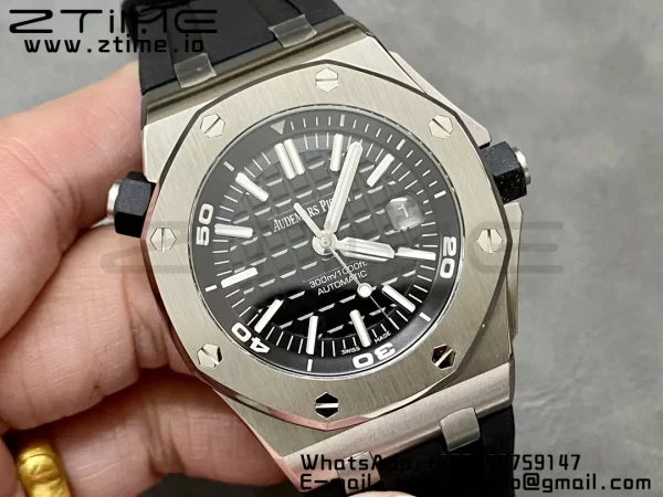 AP Royal Oak Offshore Diver 15710 ZF 1:1 Best Edition Cadran noir sur bracelet caoutchouc noir SA3120 Super Clone V2 - Super Clone Watch | 1:1 Best Version