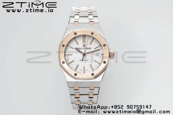AP Royal Oak 37mm 15450 SS/RG APSF 1:1 Best Edition White Textured Dial on SS/RG Bracelet SA3120 Super Clone - Super Clone Watch | 1:1 Best Version