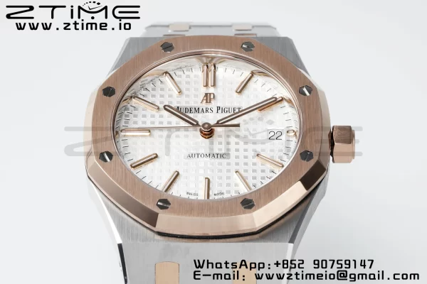 AP Royal Oak 37mm 15450 SS/RG APSF 1:1 Best Edition White Textured Dial on SS/RG Bracelet SA3120 Super Clone - Super Clone Watch | 1:1 Best Version