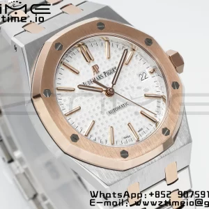 AP Royal Oak 37mm 15450 SS/RG APSF 1:1 Best Edition White Textured Dial on SS/RG Bracelet SA3120 Super Clone - Super Clone Watch | 1:1 Best Version