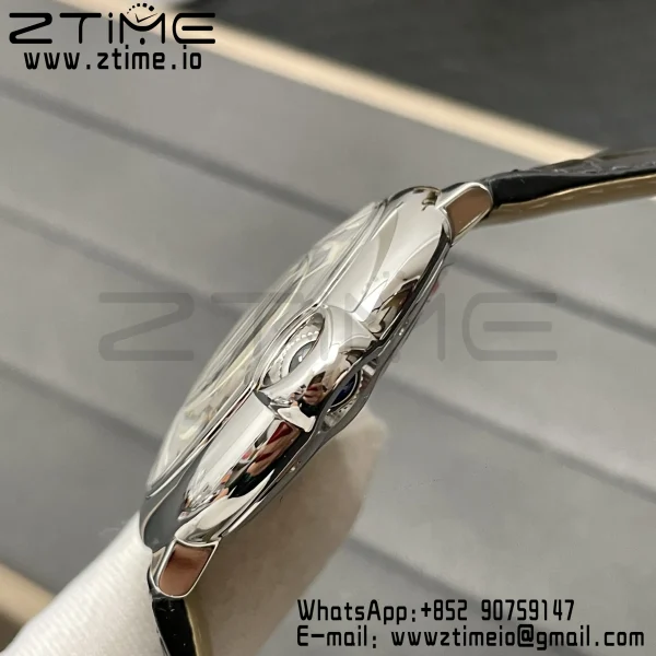 Cartier Ballon Bleu WSBB0026 42mm SS AF 1:1 Best Edition White Texture Dial on Black Leather Strap A2824 V5 - Super Clone Watch | 1:1 Best Version
