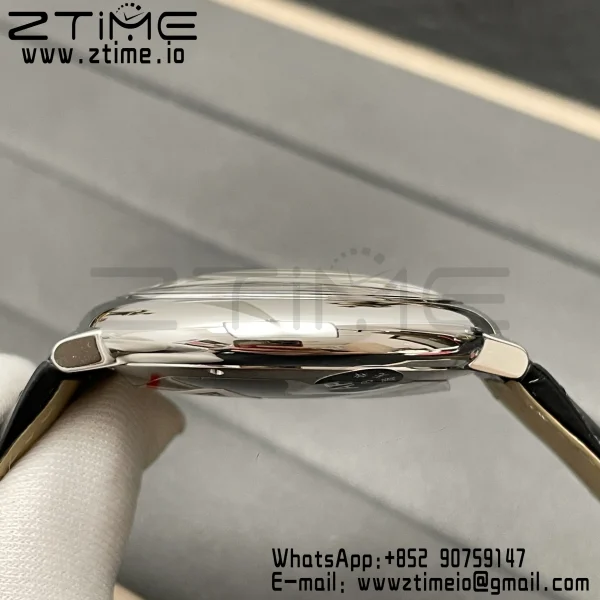 Cartier Ballon Bleu WSBB0026 42mm SS AF 1:1 Best Edition White Texture Dial on Black Leather Strap A2824 V5 - Super Clone Watch | 1:1 Best Version