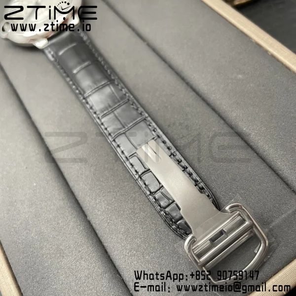 Cartier Ballon Bleu WSBB0026 42mm SS AF 1:1 Best Edition White Texture Dial on Black Leather Strap A2824 V5 - Super Clone Watch | 1:1 Best Version