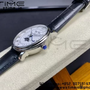 Blancpain Villeret 6654 SS Complicated Function OMF 1:1 Best Edition White Dial on Black Leather Strap A6654 V3 - Super Clone Watch | 1:1 Best Version