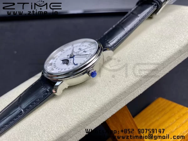 Blancpain Villeret 6654 SS Complicated Function OMF 1:1 Best Edition White Dial on Black Leather Strap A6654 V3 - Super Clone Watch | 1:1 Best Version