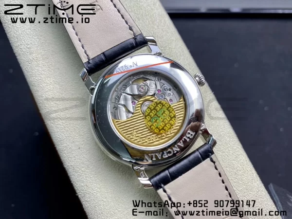 Blancpain Villeret 6654 SS Complicated Function OMF 1:1 Best Edition White Dial on Black Leather Strap A6654 V3 - Super Clone Watch | 1:1 Best Version