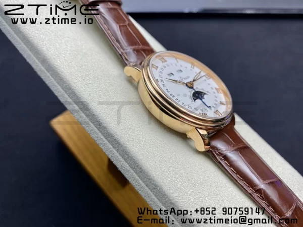 Blancpain Villeret 6654 SS/RG Complicated Function OMF 1:1 Best Edition White Dial on Brown Leather Strap A6654 V3 - Super Clone Watch | 1:1 Best Version