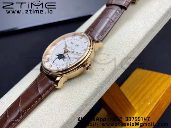 Blancpain Villeret 6654 SS/RG Complicated Function OMF 1:1 Best Edition White Dial on Brown Leather Strap A6654 V3 - Super Clone Watch | 1:1 Best Version