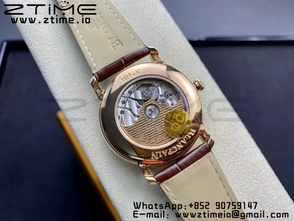 Blancpain Villeret 6654 SS/RG Complicated Function OMF 1:1 Best Edition White Dial on Brown Leather Strap A6654 V3 - Super Clone Watch | 1:1 Best Version