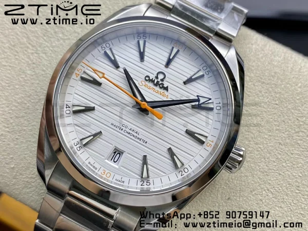 OMEGA  Aqua Terra 150M Master Chronometers VSF 1:1 Best Edition White Dial Orange Hand on SS Bracelet A8900 Super Clone - Super Clone Watch | 1:1 Best Version