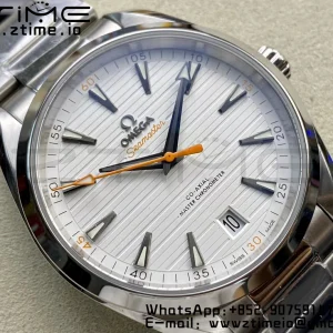 OMEGA  Aqua Terra 150M Master Chronometers VSF 1:1 Best Edition White Dial Orange Hand on SS Bracelet A8900 Super Clone - Super Clone Watch | 1:1 Best Version