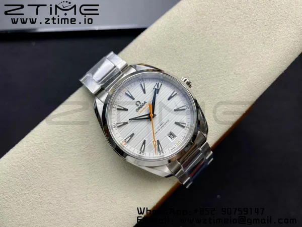 OMEGA  Aqua Terra 150M Master Chronometers VSF 1:1 Best Edition White Dial Orange Hand on SS Bracelet A8900 Super Clone - Super Clone Watch | 1:1 Best Version