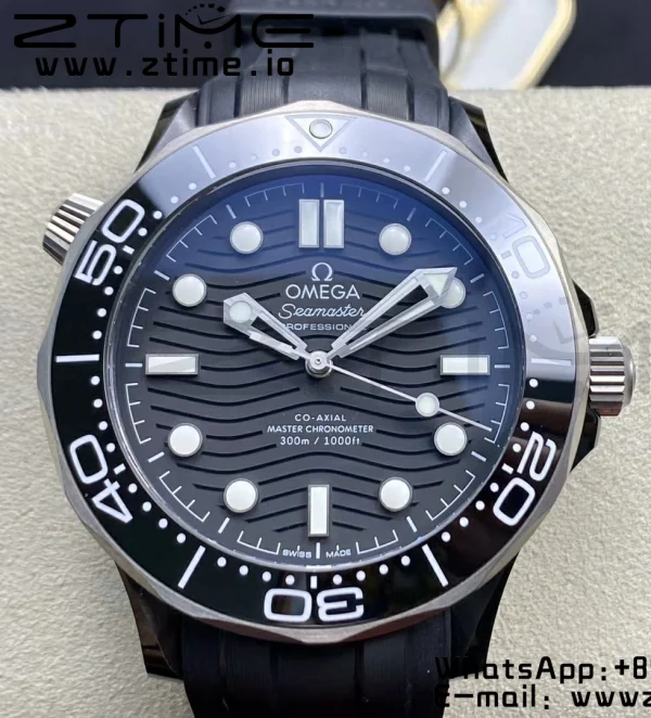 OMEGA Seamaster Diver 300M Real Ceramic Case VSF 1:1 Best Edition με μαύρο λουράκι από καουτσούκ A8806 V2 - Super Clone Watch | 1:1 Best Version