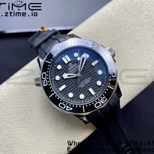 OMEGA Seamaster Diver 300M Real Ceramic Case VSF 1:1 Best Edition με μαύρο λουράκι από καουτσούκ A8806 V2 - Super Clone Watch | 1:1 Best Version