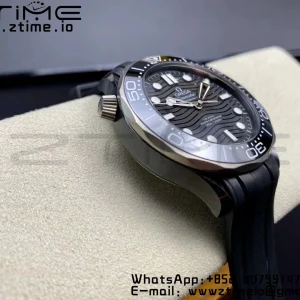 OMEGA Seamaster Diver 300M Real Ceramic Case VSF 1:1 Best Edition με μαύρο λουράκι από καουτσούκ A8806 V2 - Super Clone Watch | 1:1 Best Version